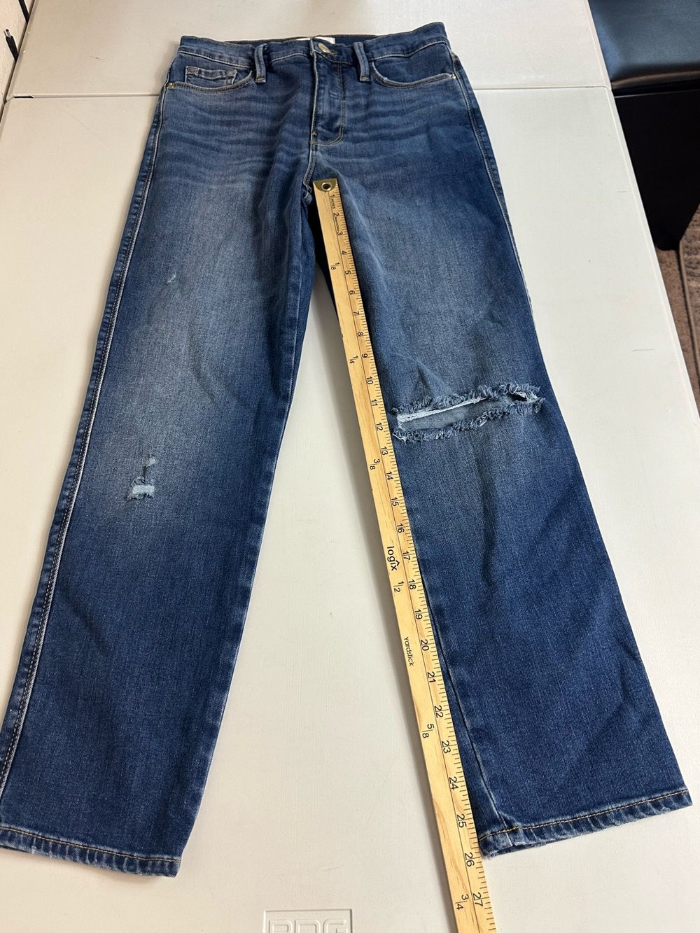 Frame Le Sylvie Crop Straight Leg Distressed Mid Rise Stretch Jeans Size 25 - Picture 9 of 15